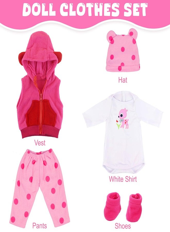 UNICORN ELEMENT 5 Pcs Baby Doll Clothes Set for 20-22 Inch Dolls, Cute Pattern Baby Doll Accessories with Hat Shoes for Girl Gifts (Dolls Not Included) - Image 2